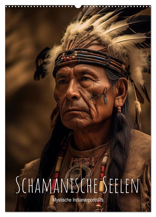Produktbild: Schamanische Seelen: Mystische Indianerportraits (Wandkalender 2026 DIN A2 hoch), CALVENDO Monatskalender