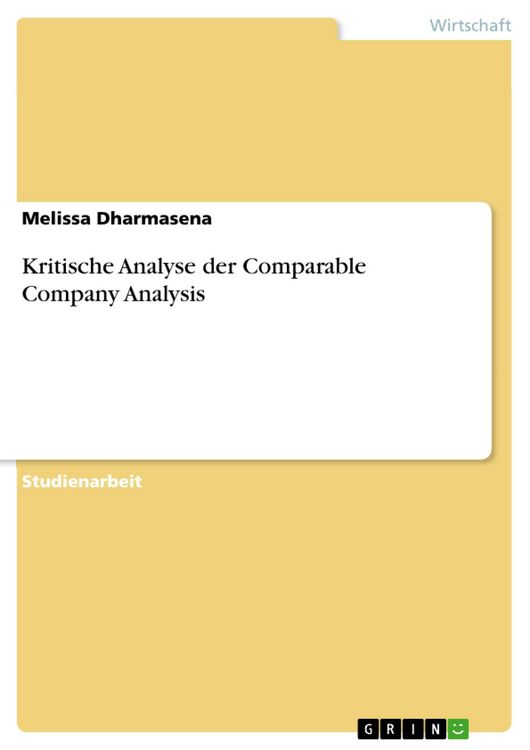 Produktbild: Kritische Analyse der Comparable Company Analysis