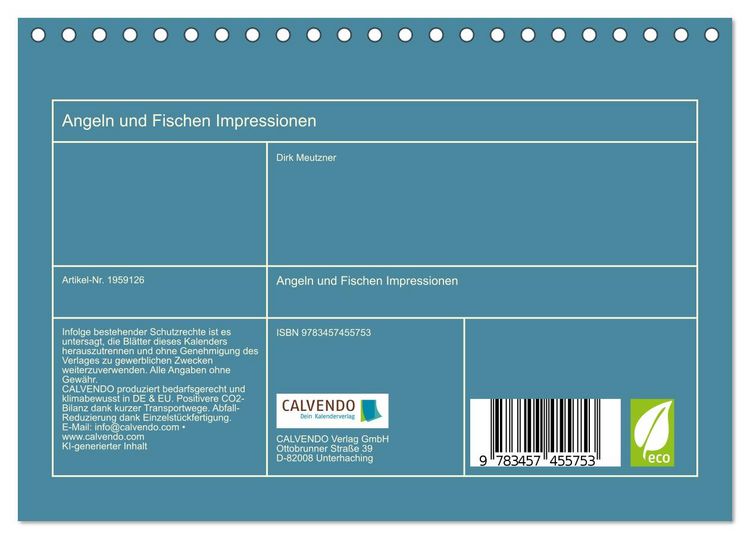 Produktbild: Angeln und Fischen Impressionen (Tischkalender 2026 DIN A5 quer), CALVENDO Monatskalender