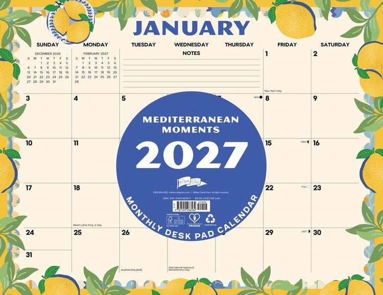 Produktbild: Mediterranean Moments 2027 22 X 17 Large Monthly Deskpad