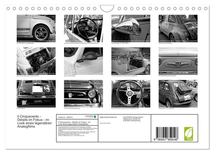 Produktbild: il Cinquecento - Details im Fokus - im Look eines legend&auml;ren Analogfilms (Wandkalender 2026 DIN A4 quer), CALVENDO Monatskalender