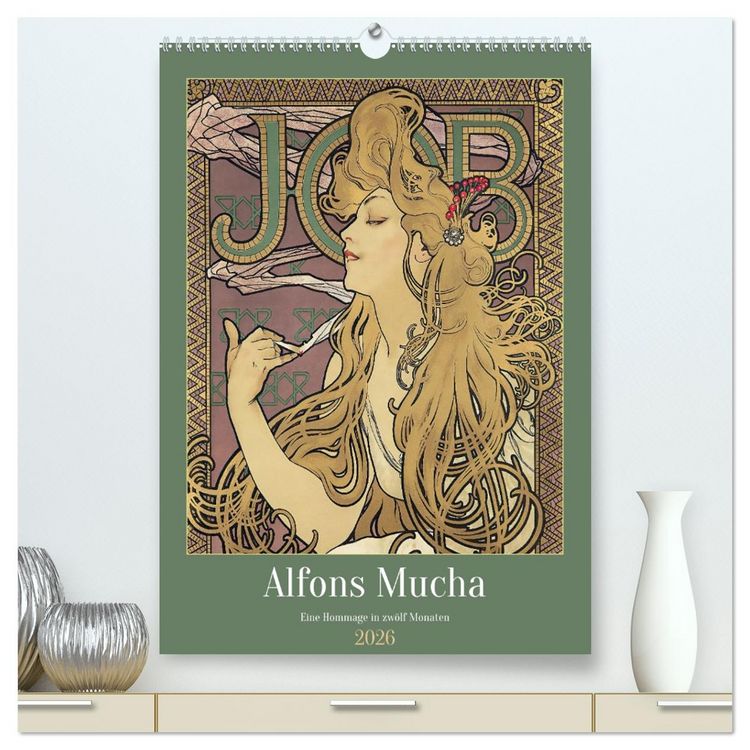 Produktbild: Alfons Mucha - Eine Hommage in zw&ouml;lf Monaten (hochwertiger Premium Wandkalender 2026 DIN A2 hoch), Kunstdruck in Hochglanz