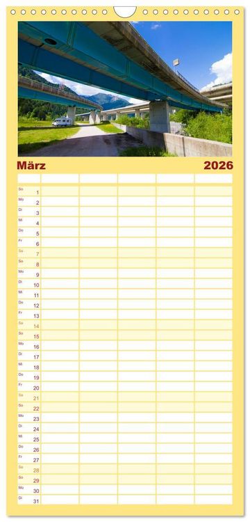 Produktbild: Familienplaner 2026 - Wohnmobil-Reisen mit 5 Spalten (Wandkalender, 21 x 45 cm) CALVENDO