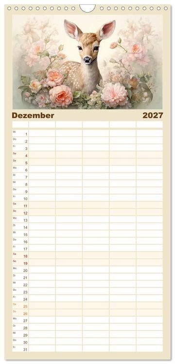 Produktbild: Familienplaner 2027 - Tierisch s&uuml;&szlig;! mit 5 Spalten (Wandkalender, 21 x 45 cm) CALVENDO