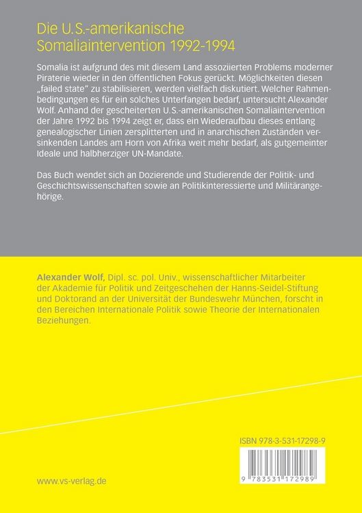 Produktbild: Die U.S.-amerikanische Somaliaintervention 1992-1994