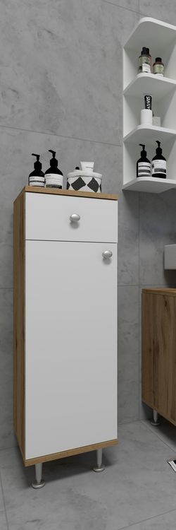 Produktbild: Badm&ouml;bel Midischrank Badschrank Schublade Nilosi