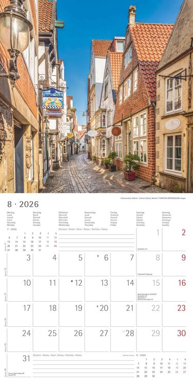 Alpha Edition - Deutschland 2026 Broschürenkalender, 30x30cm, Wandkalender mit Platz für Notizen und Termine, 12 Motive aus Deutschland, Monatsübersic