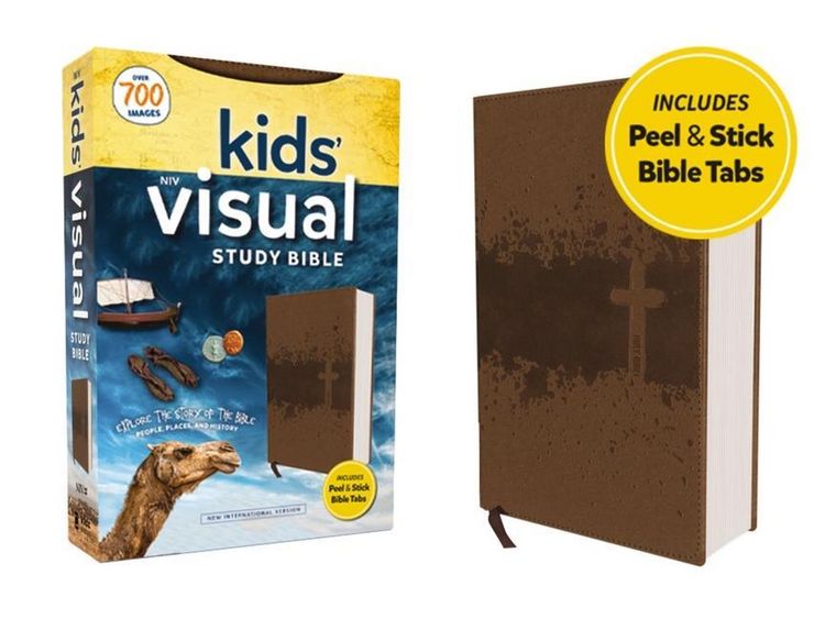 Produktbild: Niv, Kids' Visual Study Bible, Leathersoft, Bronze, Full Color Interior, Peel/Stick Bible Tabs