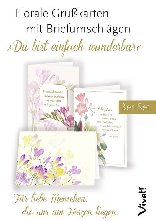 Produktbild: 3er-Set Gru&szlig;karten &raquo;Du bist einfach wunderbar&laquo;