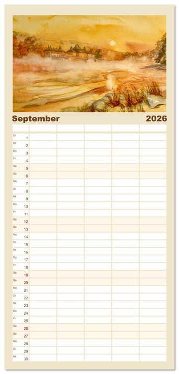 Produktbild: Familienplaner 2026 - Dresden und das Elbtal - Ein Aquarellkalender von Claudia Pinkau mit 5 Spalten (Wandkalender, 21 x 45 cm) CALVENDO