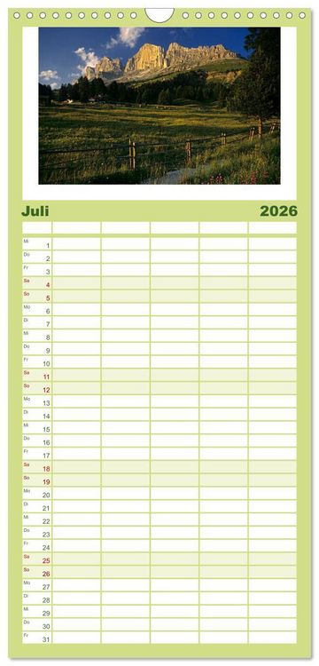 Produktbild: Familienplaner 2026 - S&Uuml;DTIROL - Land der Berge mit 5 Spalten (Wandkalender, 21 x 45 cm) CALVENDO