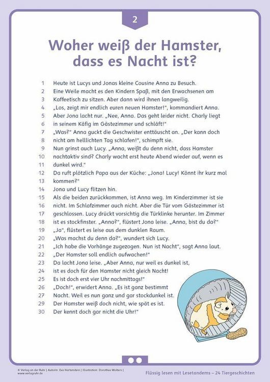 Produktbild: Fl&uuml;ssig lesen mit Lesetandems &ndash; 24 Tiergeschichten, Klasse 3/4