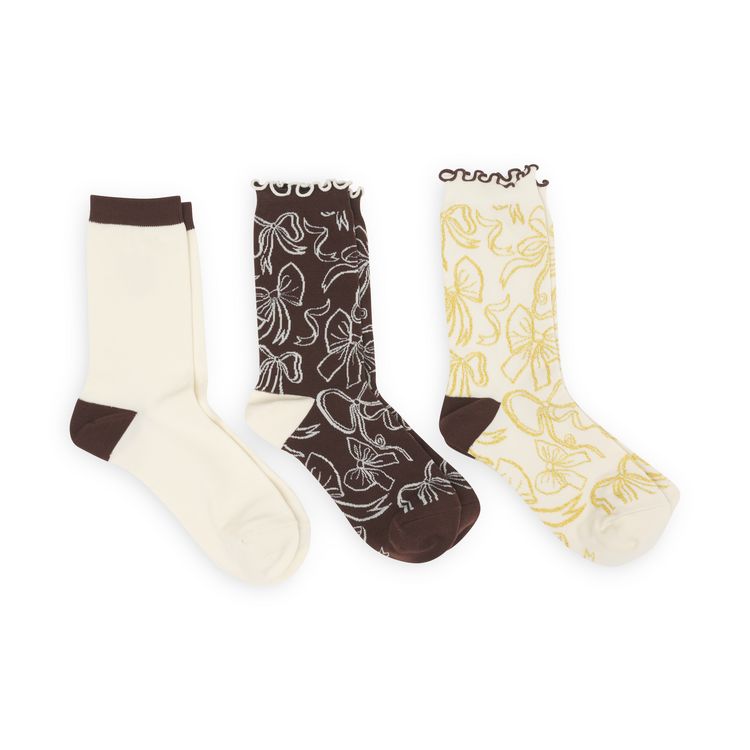 Produktbild: Socken 3er Set &bdquo;Lebkuchen & Schleife&ldquo;, Gr. 36-41