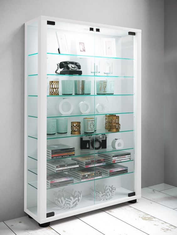 Produktbild: Holz Glas Stand Vitrine Sammelvitrine Lumo Mini