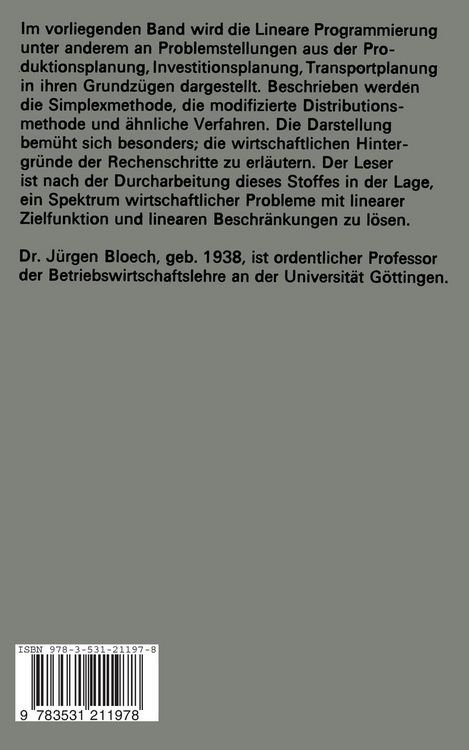 Produktbild: Lineare Optimierung f&uuml;r Wirtschaftswissenschaftler