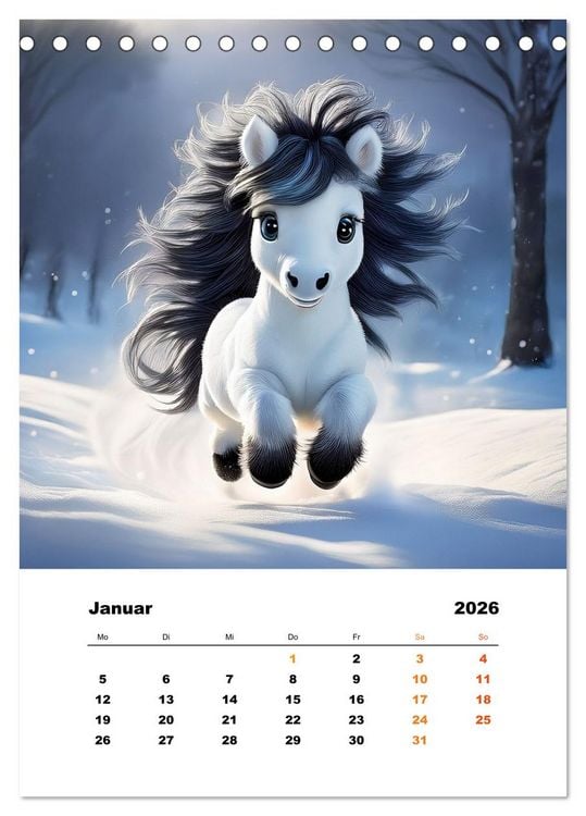 Produktbild: Lustige Ponys (Tischkalender 2026 DIN A5 hoch), CALVENDO Monatskalender