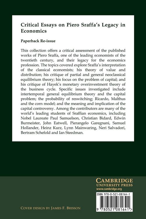 Produktbild: Critical Essays on Piero Sraffa's Legacy in Economics