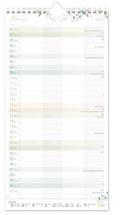 Produktbild: Familienplaner 26/27 Kompakt [Blattgold] 4-spaltig 17 Monate