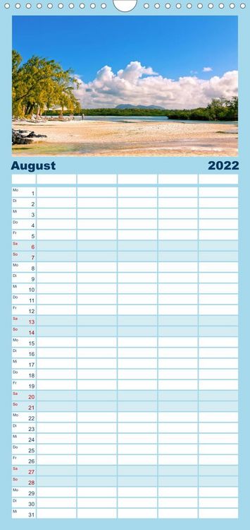 Produktbild: Familienplaner Inselparadies Mauritius (Wandkalender 2022 , 21 cm x 45 cm, hoch)