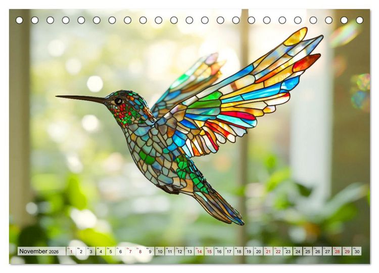 Produktbild: Fliegende Kunstwerke - Kolibris (Tischkalender 2026 DIN A5 quer), CALVENDO Monatskalender