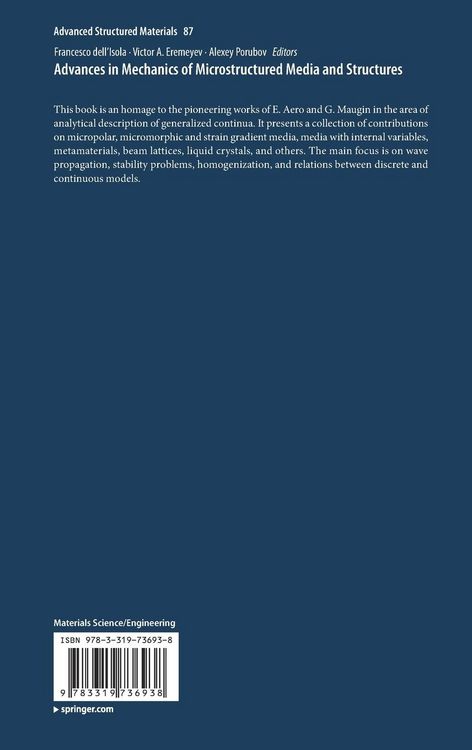 Produktbild: Advances in Mechanics of Microstructured Media and Structures