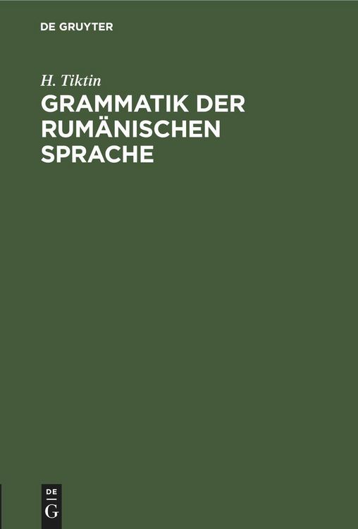 Produktbild: Grammatik der rum&auml;nischen Sprache