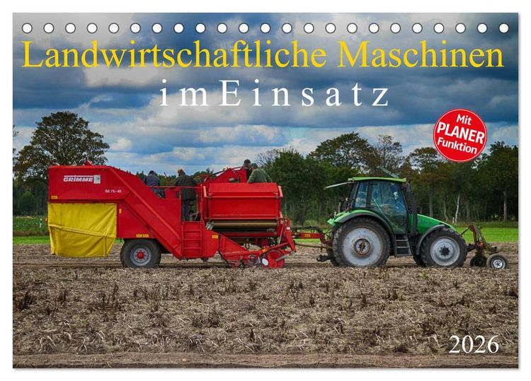 Produktbild: Landwirtschaftliche Maschinen im Einsatz (Tischkalender 2026 DIN A5 quer), CALVENDO Monatskalender