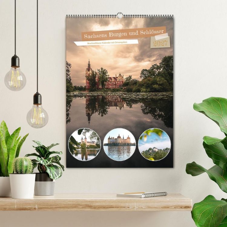 Produktbild: Sachsens Burgen und Schl&ouml;sser - Beschreibbarer Kalender mit Ortsangaben (Wandkalender 2027 DIN A2 hoch), CALVENDO Monatskalender