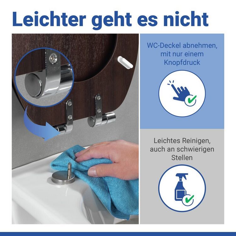 Produktbild: WC Sitz Mod. Wenge Dunkelbraun, stabiler Toilettensitz mit Absenkautomatik