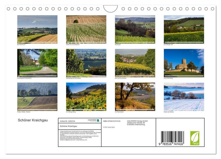 Produktbild: Sch&ouml;ner Kraichgau (Wandkalender 2026 DIN A4 quer), CALVENDO Monatskalender
