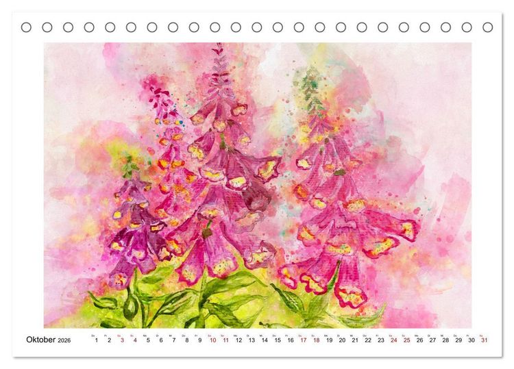 Produktbild: Bl&uuml;ten & Blumen Aquarelle - Farbenfrohe Sch&ouml;nheiten (Tischkalender 2026 DIN A5 quer), CALVENDO Monatskalender