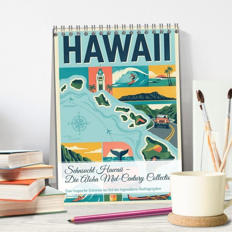 Produktbild: Sehnsucht Hawaii &ndash; Die Aloha Mid-Century Collection (Tischkalender 2027 DIN A5 hoch), CALVENDO Monatskalender