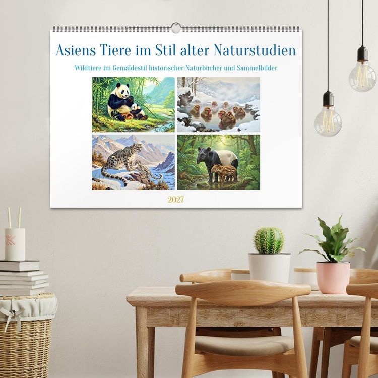 Produktbild: Asiens Tiere im Stil alter Naturstudien (Wandkalender 2027 DIN A2 quer), CALVENDO Monatskalender