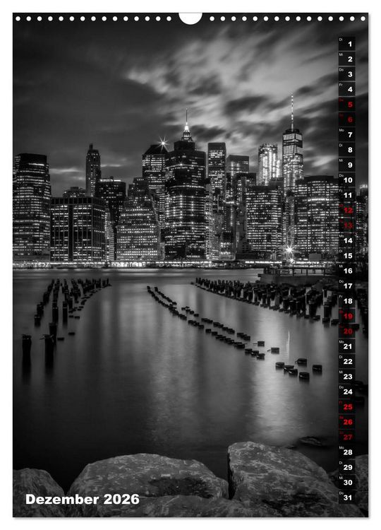 Produktbild: NEW YORK CITY Monochrome Stadtansichten (Wandkalender 2026 DIN A3 hoch), CALVENDO Monatskalender