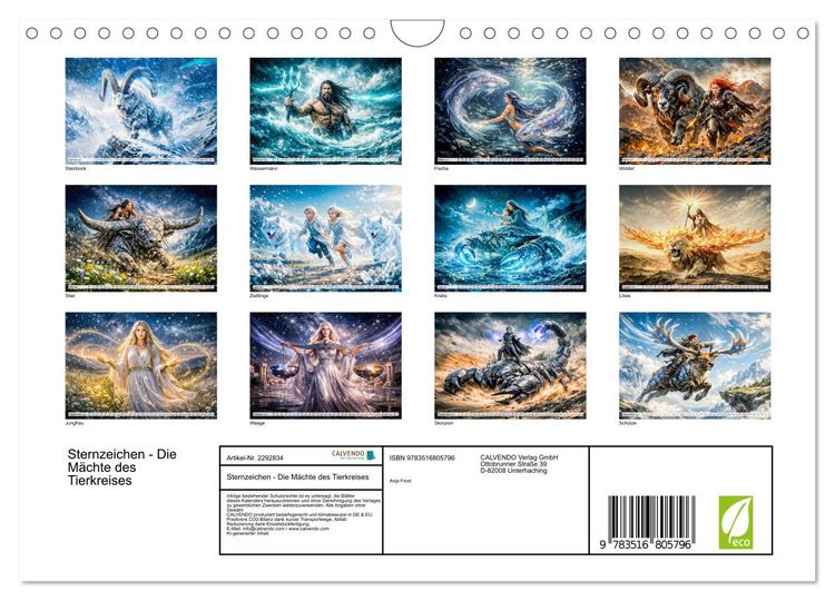 Produktbild: Sternzeichen - Die M&auml;chte des Tierkreises (Wandkalender 2027 DIN A4 quer), CALVENDO Monatskalender