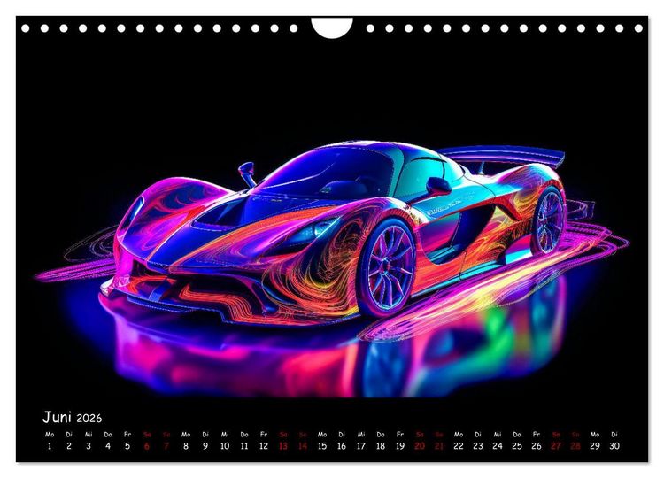 Produktbild: Futuristische Neon Cars (Wandkalender 2026 DIN A4 quer), CALVENDO Monatskalender