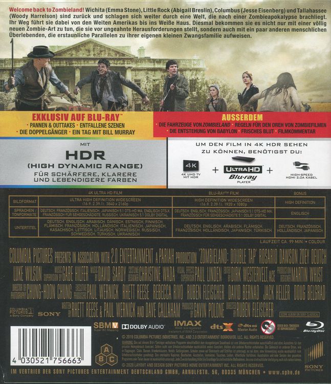Produktbild: Zombieland: Doppelt h&auml;lt besser (4K Ultra HD) (+ Blu-ray 2D)