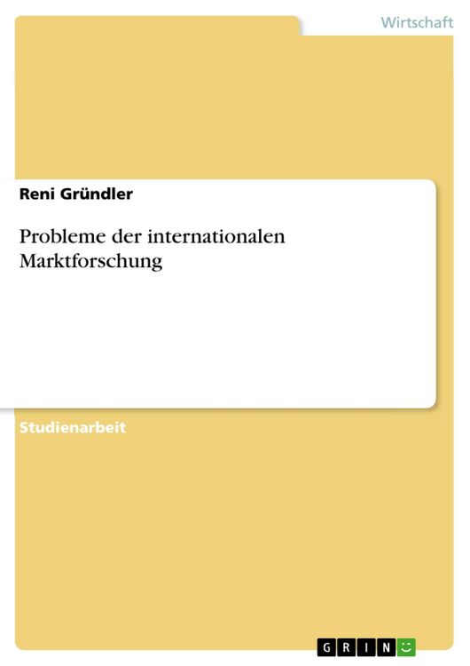 Produktbild: Probleme der internationalen Marktforschung