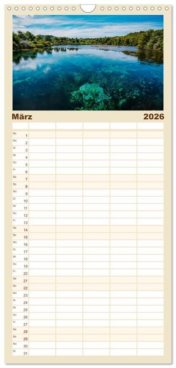 Produktbild: Familienplaner 2026 - Neuseeland - Landschaftstr&auml;ume mit 5 Spalten (Wandkalender, 21 x 45 cm) CALVENDO