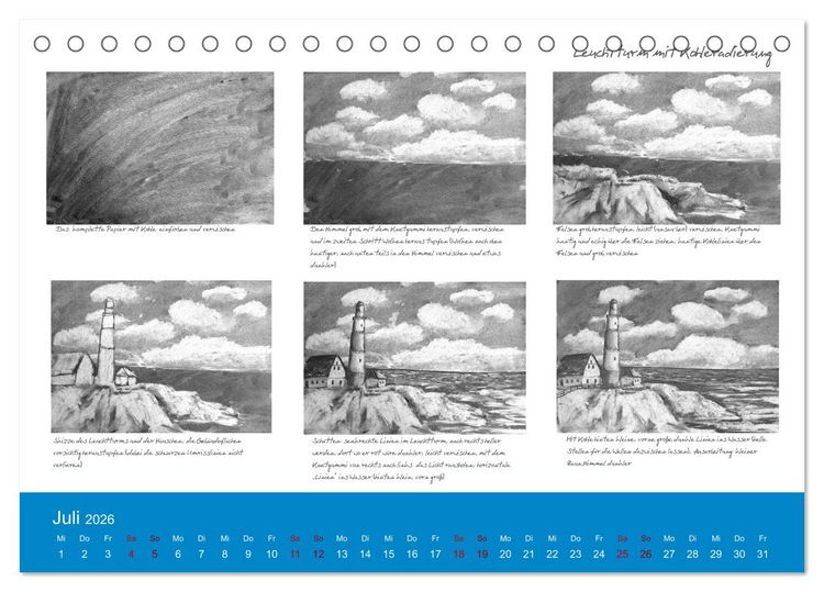 Produktbild: Mal einfach mit ! 12 ausf&uuml;hrliche Schritt f&uuml;r Schritt Anleitungen (Tischkalender 2026 DIN A5 quer), CALVENDO Monatskalender