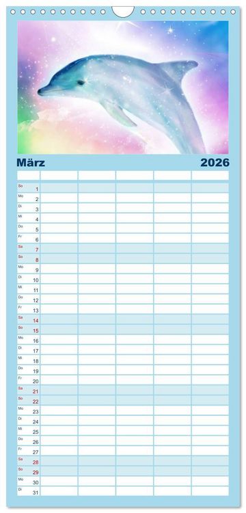 Produktbild: Familienplaner 2026 - Delfine - Kalender mit 5 Spalten (Wandkalender, 21 x 45 cm) CALVENDO
