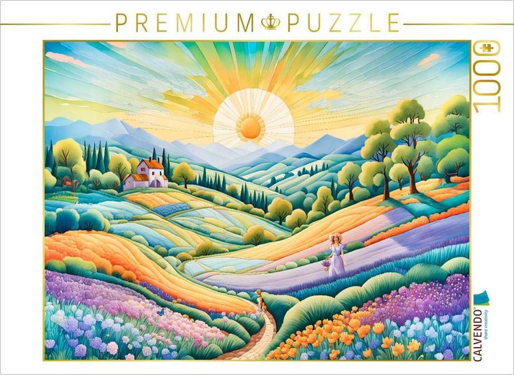 Produktbild: CALVENDO Puzzle Farbige H&uuml;gellandschaft bei Sonnenaufgang | 1000 Teile Lege-Gr&ouml;&szlig;e 64x48cm Foto-Puzzle f&uuml;r gl&uuml;ckliche Stunden