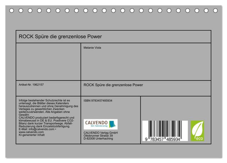 Produktbild: ROCK Sp&uuml;re die grenzenlose Power (Tischkalender 2026 DIN A5 quer), CALVENDO Monatskalender