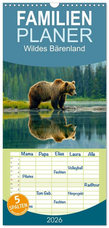 Produktbild: Familienplaner 2026 - Wildes B&auml;renland mit 5 Spalten (Wandkalender, 21 x 45 cm) CALVENDO
