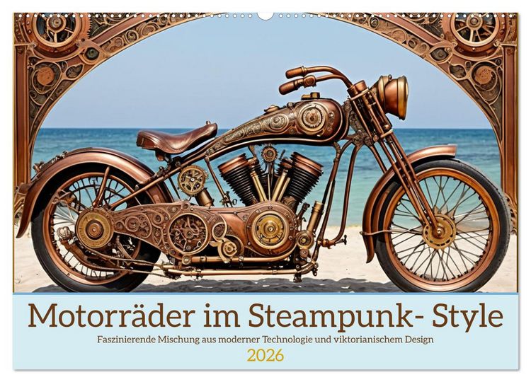 Produktbild: Motorr&auml;der im Steampunk-Style (Wandkalender 2026 DIN A2 quer), CALVENDO Monatskalender