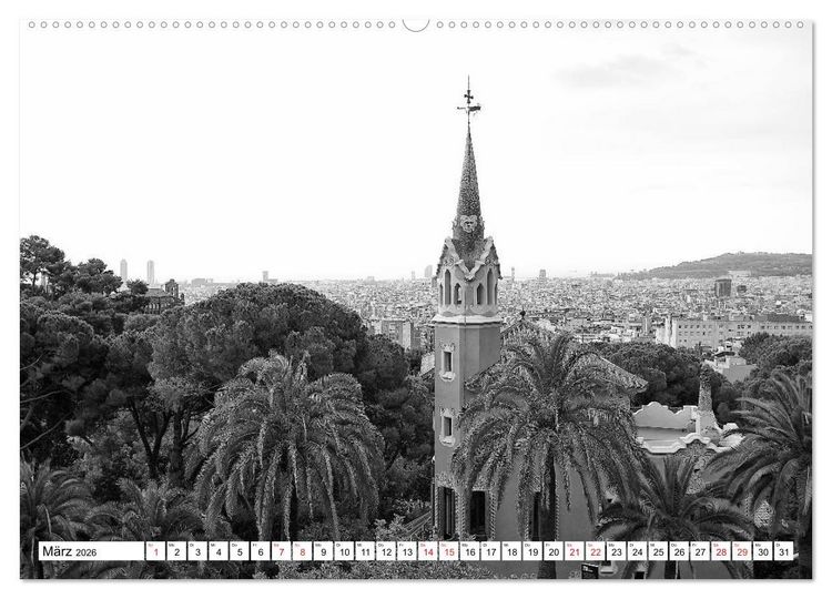 Produktbild: Barcelona Schwarz / Wei&szlig; Impressionen (hochwertiger Premium Wandkalender 2026 DIN A2 quer), Kunstdruck in Hochglanz