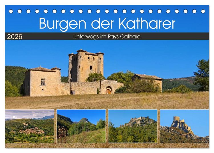 Produktbild: Burgen der Katharer - Unterwegs im Pays Cathare (Tischkalender 2026 DIN A5 quer), CALVENDO Monatskalender