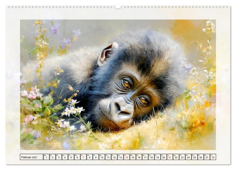 Produktbild: Gorillas. Wilde Kinderstube im Dschungel (hochwertiger Premium Wandkalender 2027 DIN A2 quer), Kunstdruck in Hochglanz
