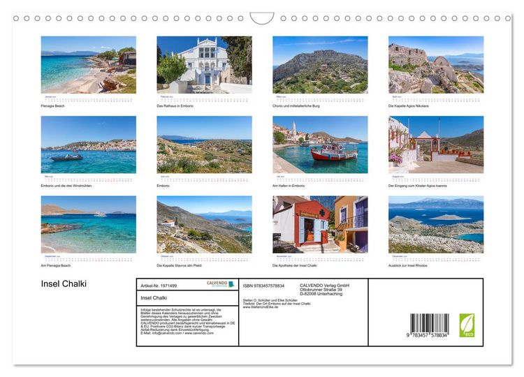 Produktbild: Insel Chalki (Wandkalender 2026 DIN A3 quer), CALVENDO Monatskalender