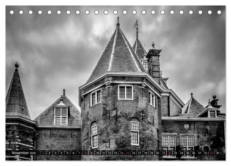 Produktbild: AMSTERDAM Stadtherz in Monochrom (Tischkalender 2026 DIN A5 quer), CALVENDO Monatskalender